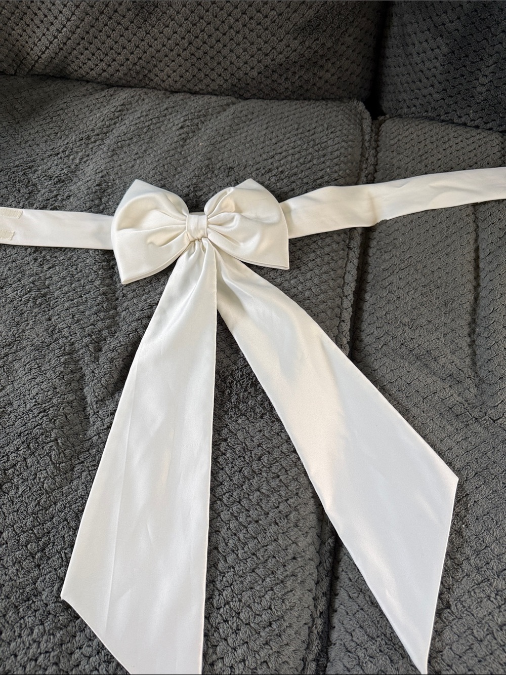 White Satin Bow Sash for Kids Decor